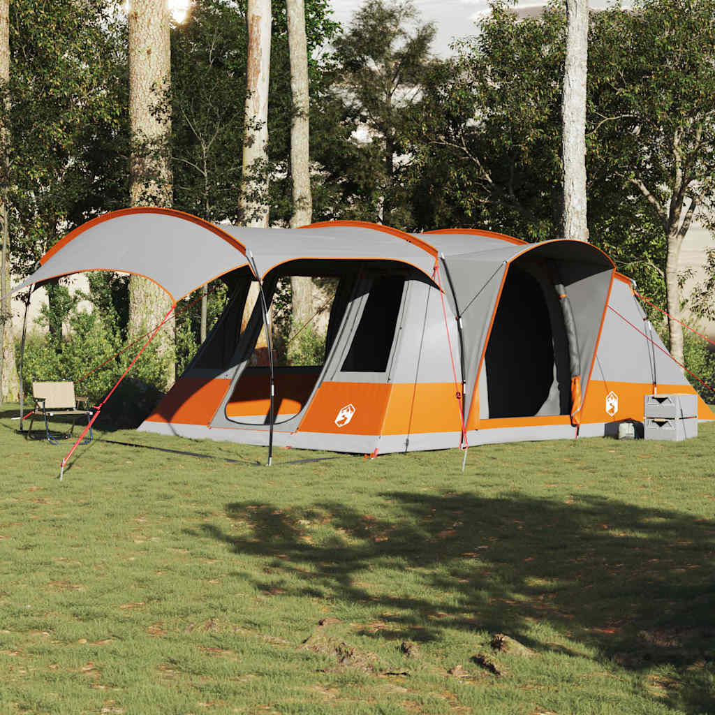 Tenda de campismo túnel p/ 5 pessoas impermeável cinza/laranja