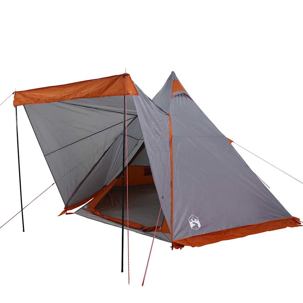 Tenda familiar tipi para 6 pessoas impermeável cinza/laranja