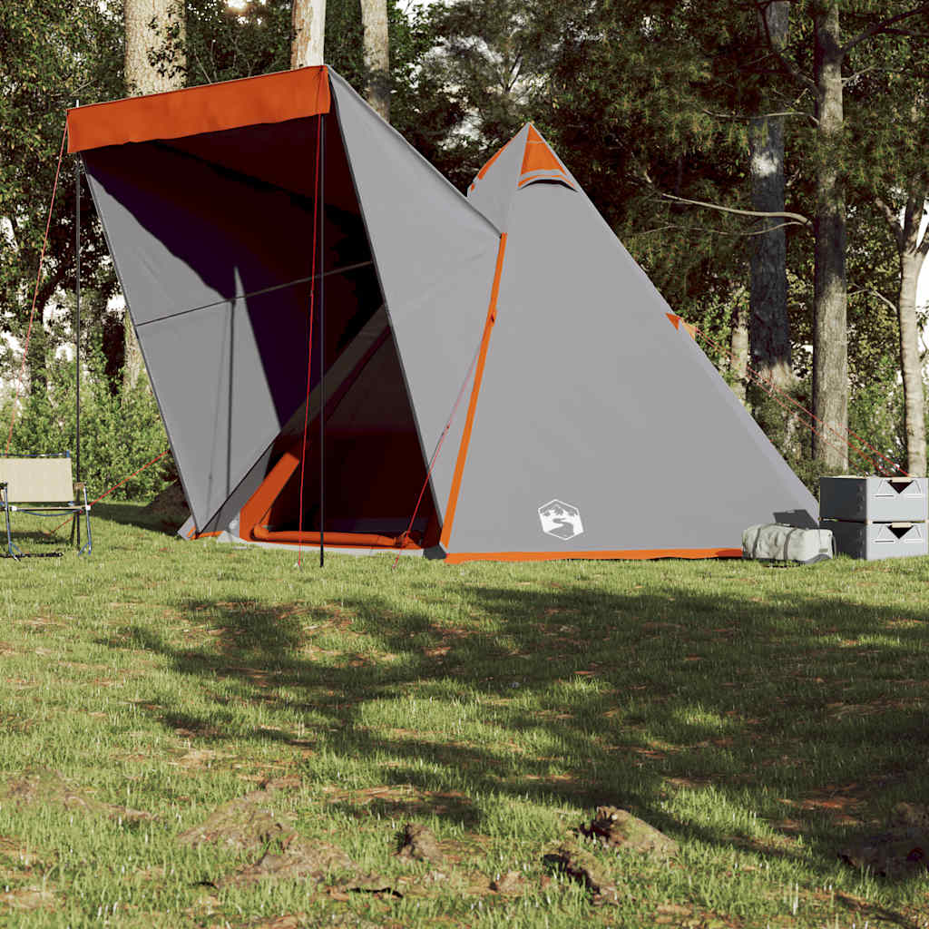 Tenda familiar tipi para 6 pessoas impermeável cinza/laranja