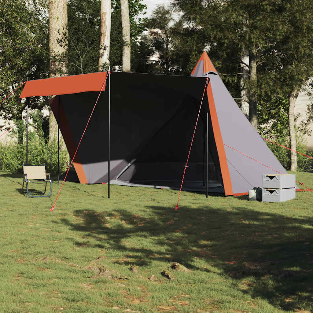 Tenda familiar tipi para 6 pessoas impermeável cinza/laranja