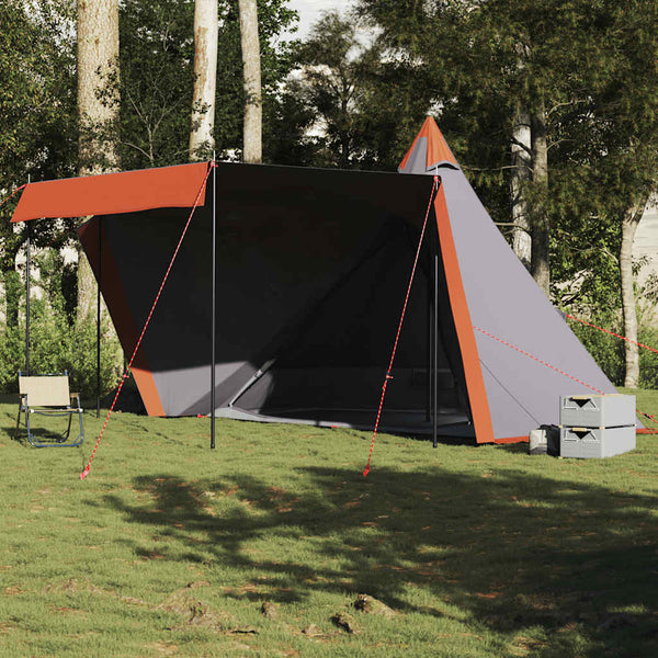 Tenda familiar tipi para 6 pessoas impermeável cinza/laranja