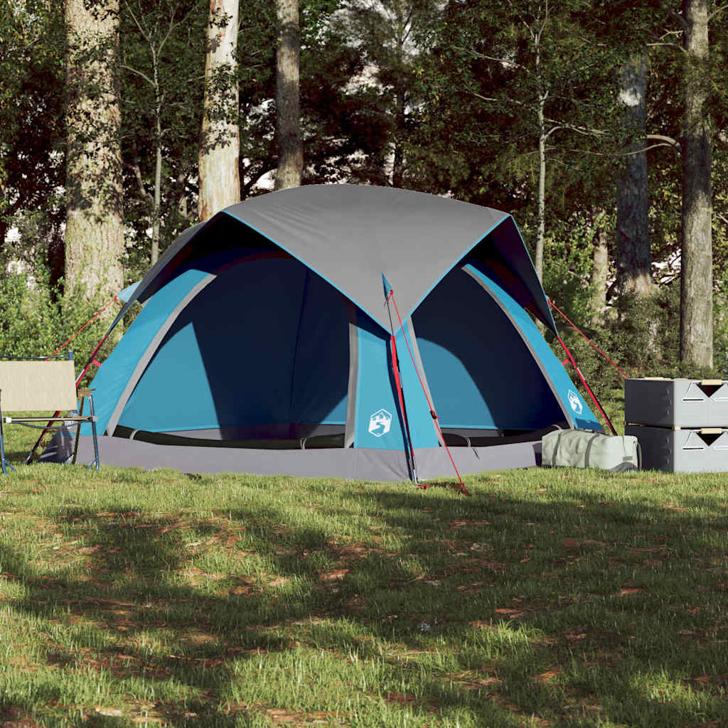 Tenda de campismo cabana para 4 pessoas impermeável azul