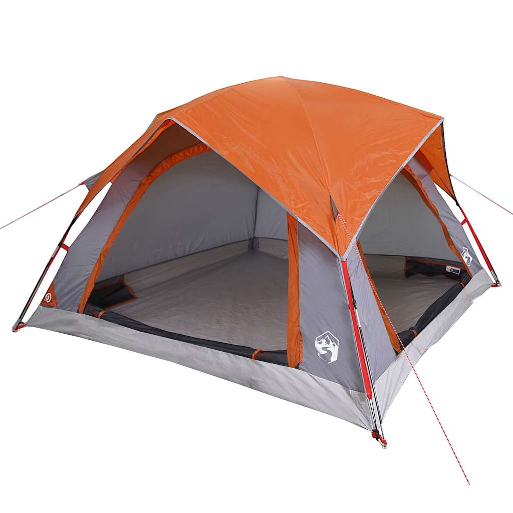 Tenda de campismo cabana p/ 4 pessoas impermeável cinza/laranja