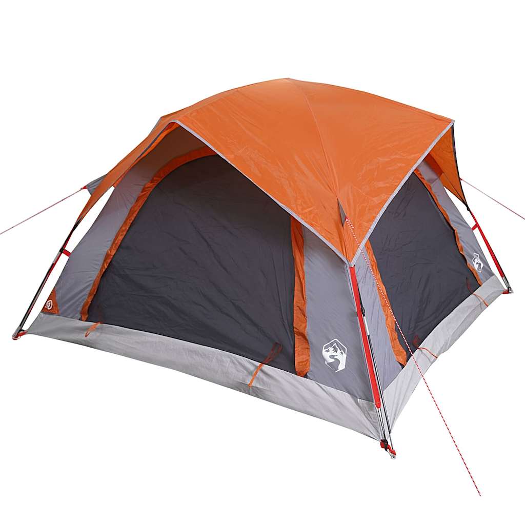 Tenda de campismo cabana p/ 4 pessoas impermeável cinza/laranja