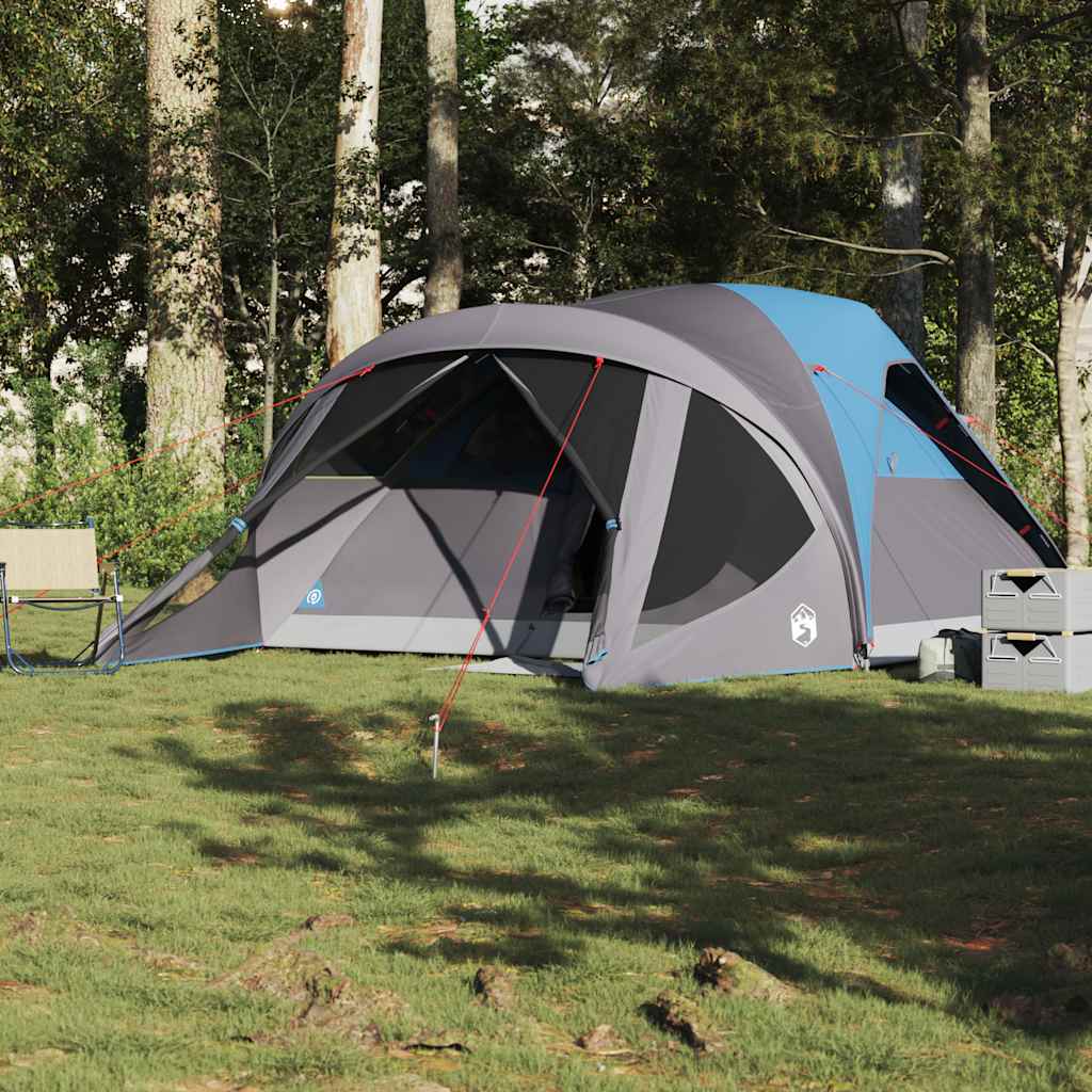 Tenda familiar túnel para 6 pessoas impermeável azul