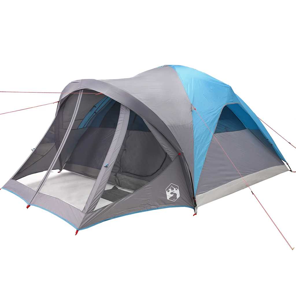 Tenda familiar túnel para 6 pessoas impermeável azul