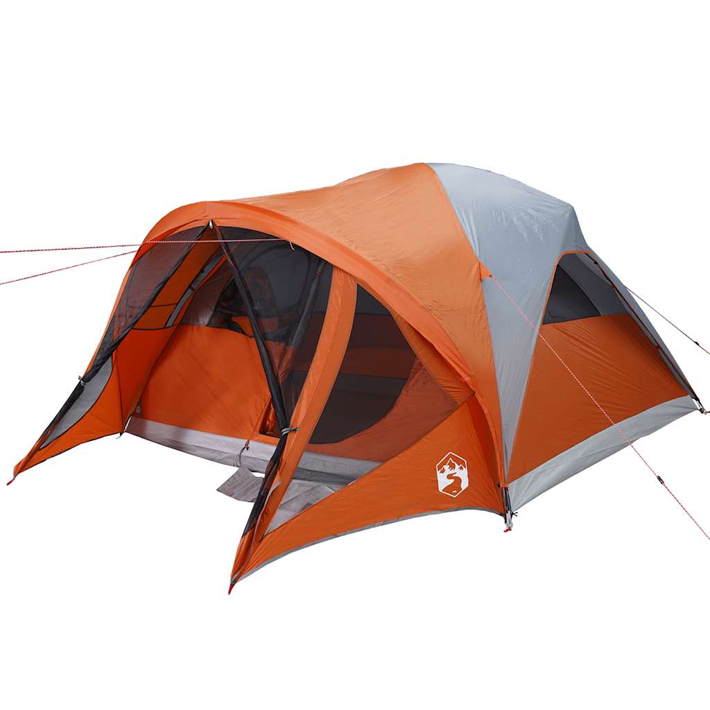 Tenda familiar túnel p/ 6 pessoas impermeável cinza/laranja