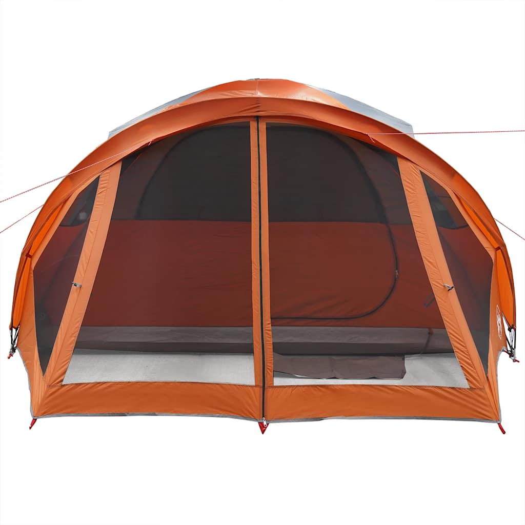 Tenda familiar túnel p/ 6 pessoas impermeável cinza/laranja