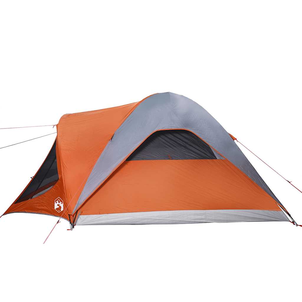 Tenda familiar túnel p/ 6 pessoas impermeável cinza/laranja