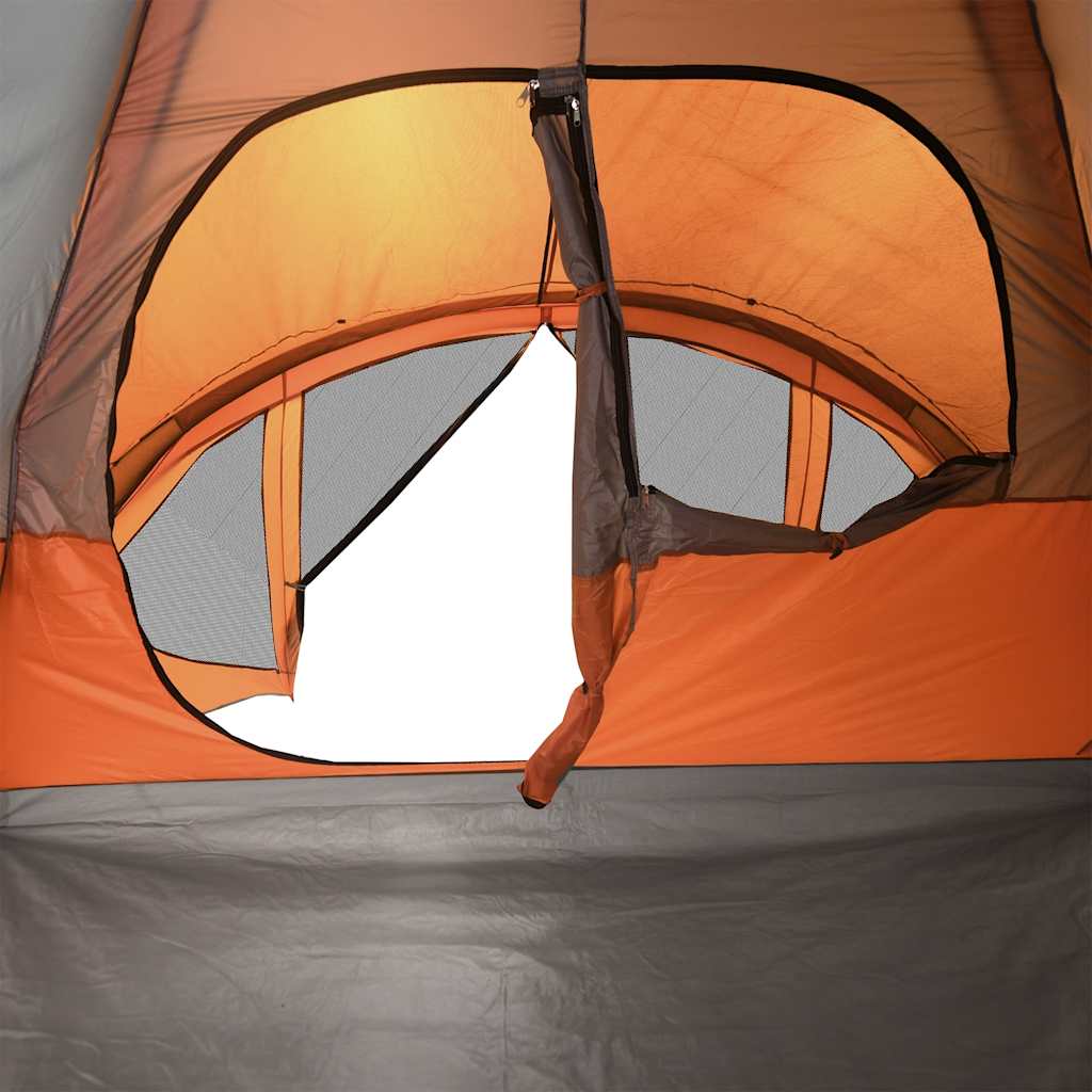 Tenda familiar túnel p/ 6 pessoas impermeável cinza/laranja