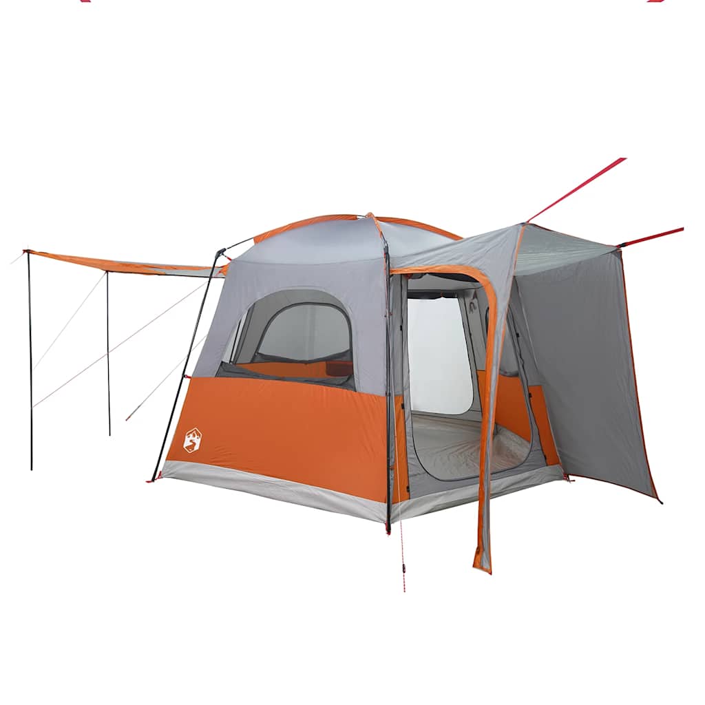 Tenda de campismo p/ 4 pessoas impermeável cinzento/laranja
