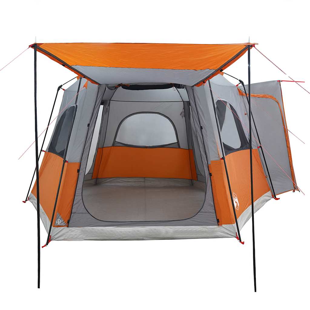 Tenda de campismo p/ 4 pessoas impermeável cinzento/laranja