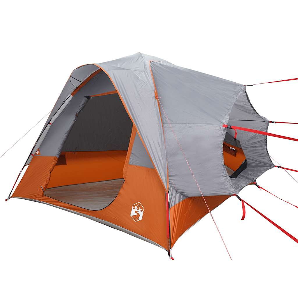 Tenda de campismo p/ 4 pessoas impermeável cinzento/laranja
