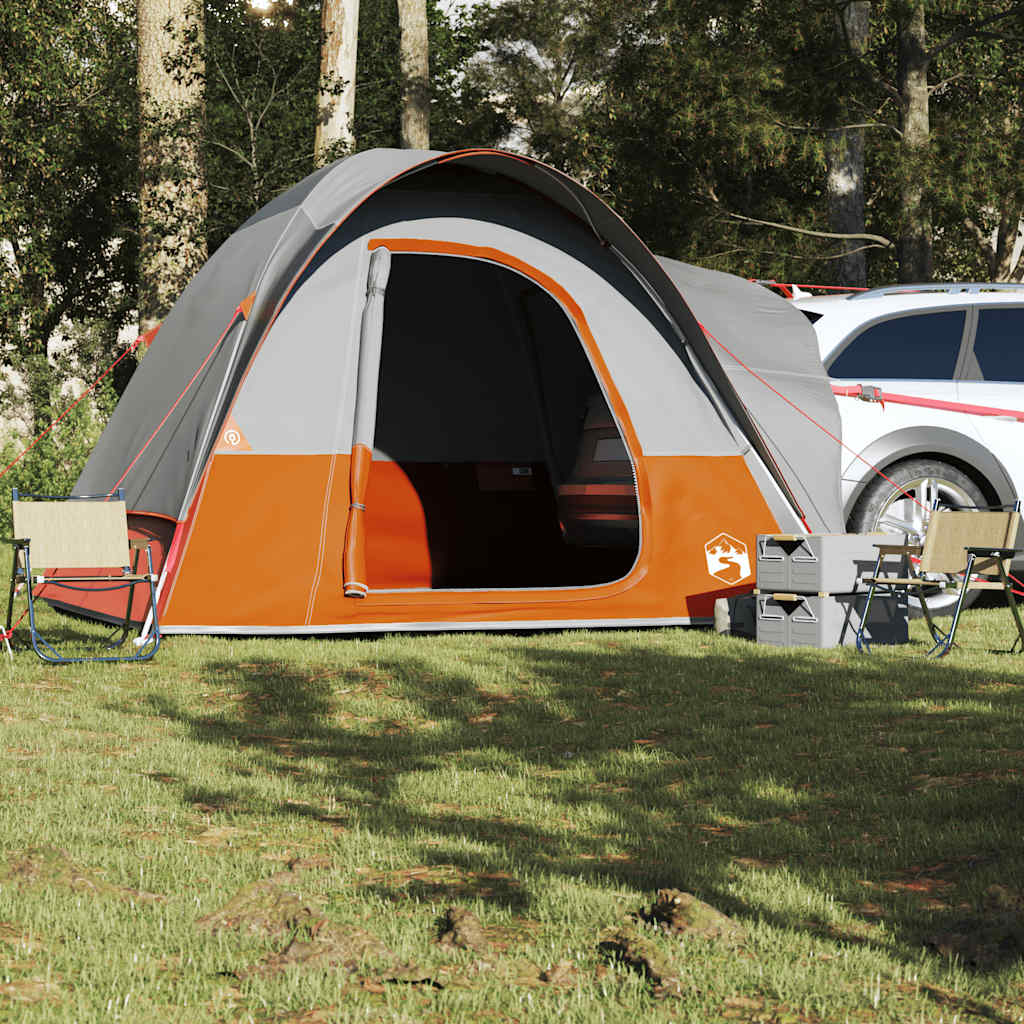 Tenda de campismo p/ 4 pessoas impermeável cinzento/laranja