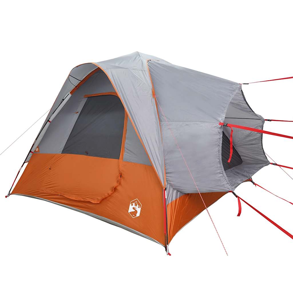 Tenda de campismo p/ 4 pessoas impermeável cinzento/laranja
