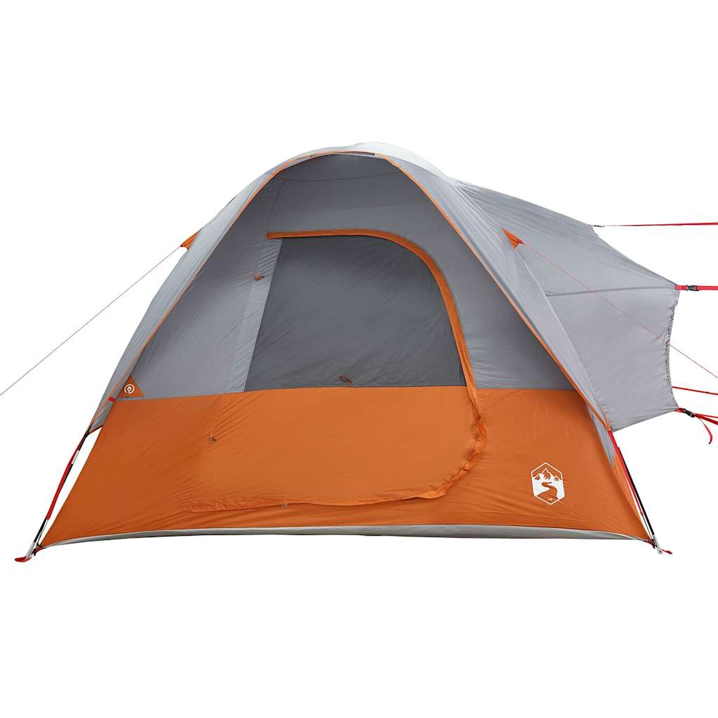 Tenda de campismo p/ 4 pessoas impermeável cinzento/laranja