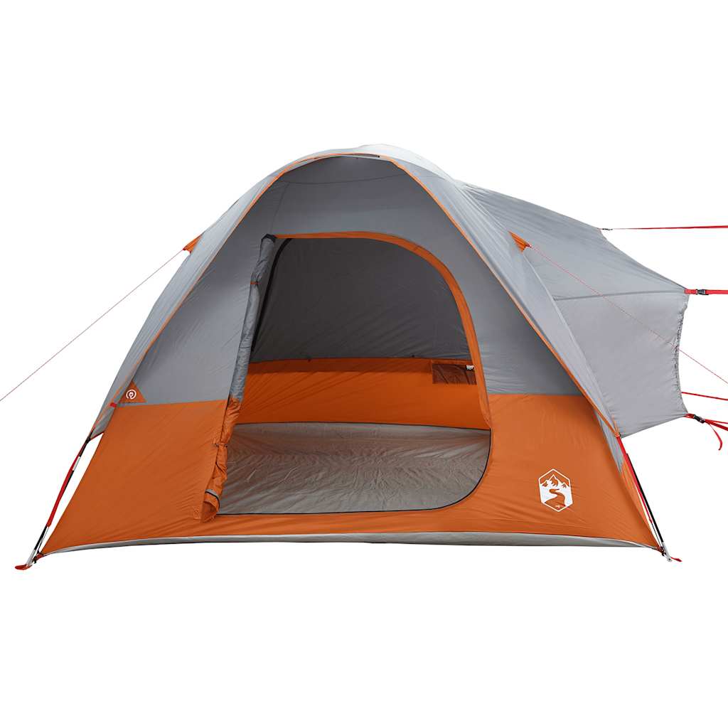 Tenda de campismo p/ 4 pessoas impermeável cinzento/laranja