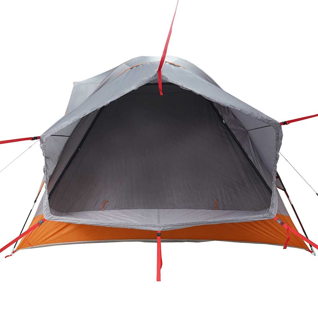 Tenda de campismo p/ 4 pessoas impermeável cinzento/laranja