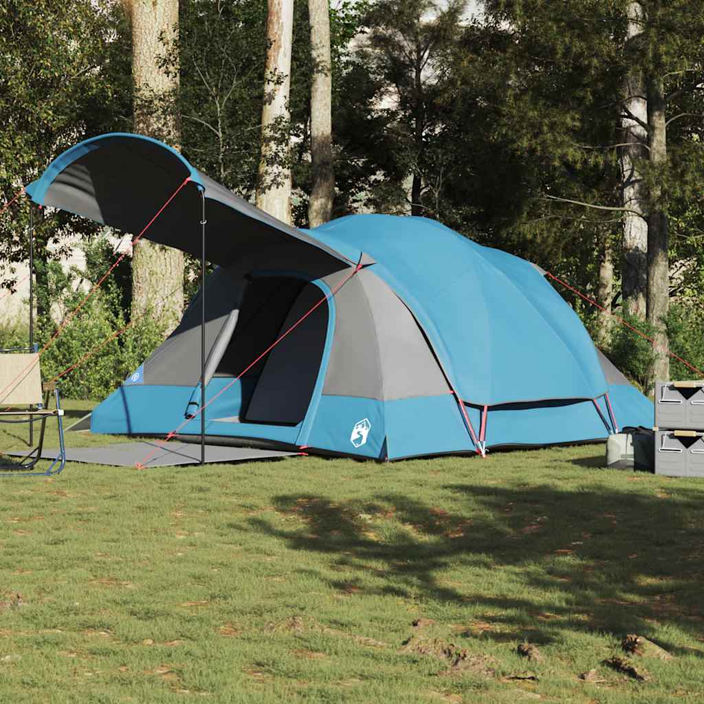Tenda familiar túnel para 8 pessoas impermeável azul