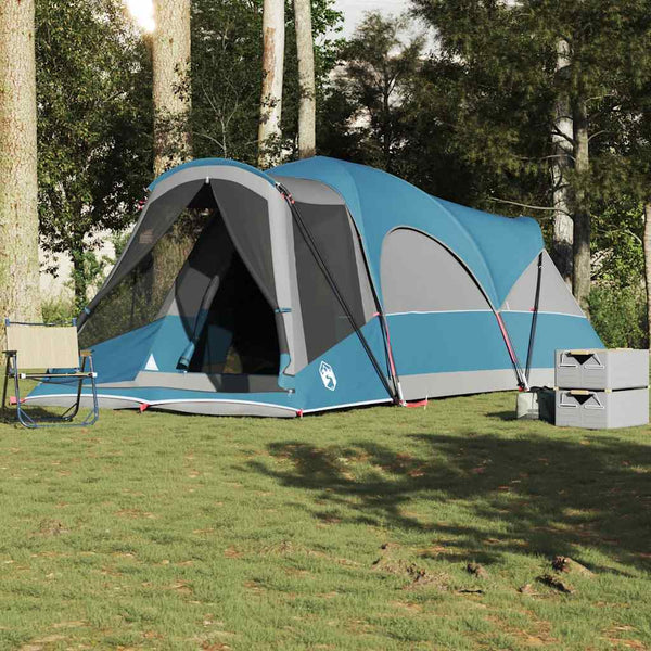 Tenda familiar túnel para 8 pessoas impermeável azul