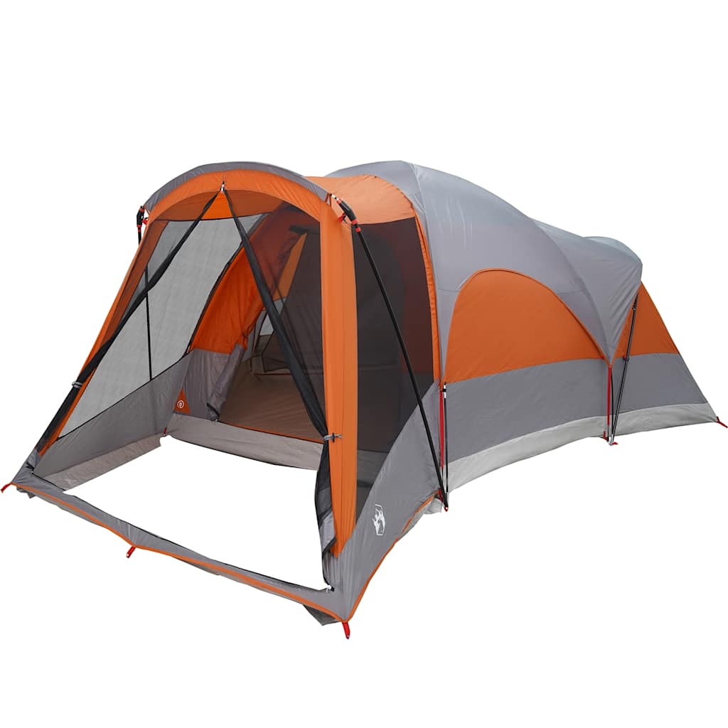 Tenda familiar túnel p/ 8 pessoas impermeável cinza/laranja