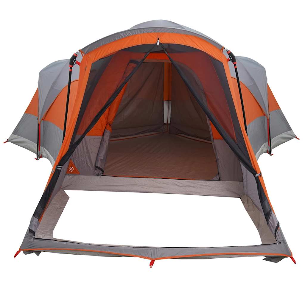 Tenda familiar túnel p/ 8 pessoas impermeável cinza/laranja