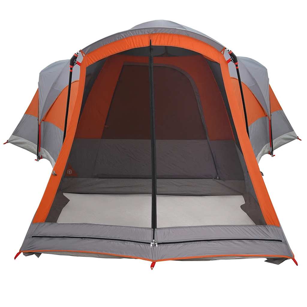 Tenda familiar túnel p/ 8 pessoas impermeável cinza/laranja
