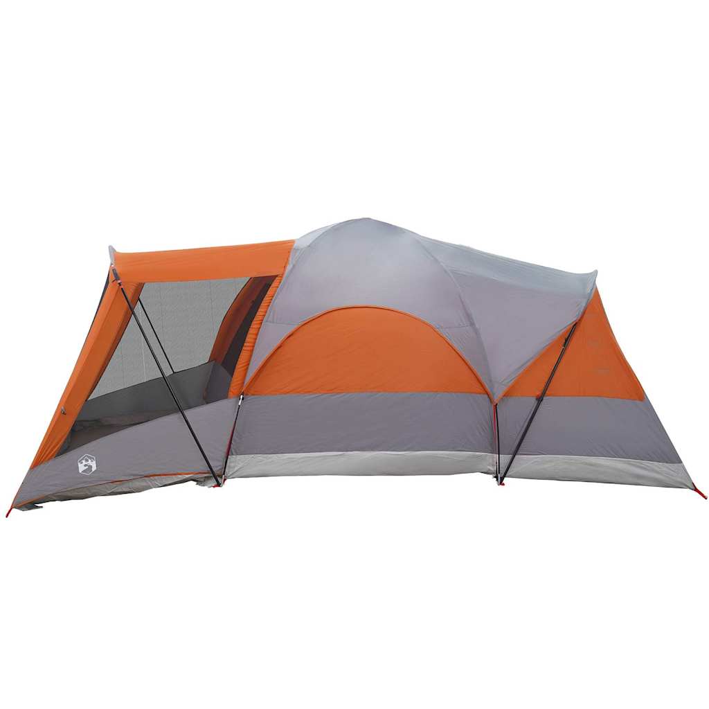 Tenda familiar túnel p/ 8 pessoas impermeável cinza/laranja