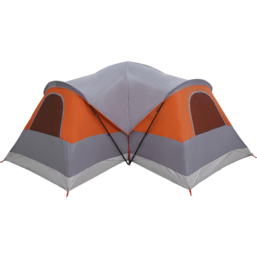 Tenda familiar túnel p/ 8 pessoas impermeável cinza/laranja