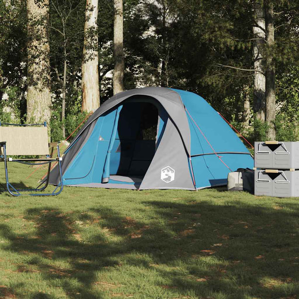 Tenda de campismo cabana para 4 pessoas impermeável azul