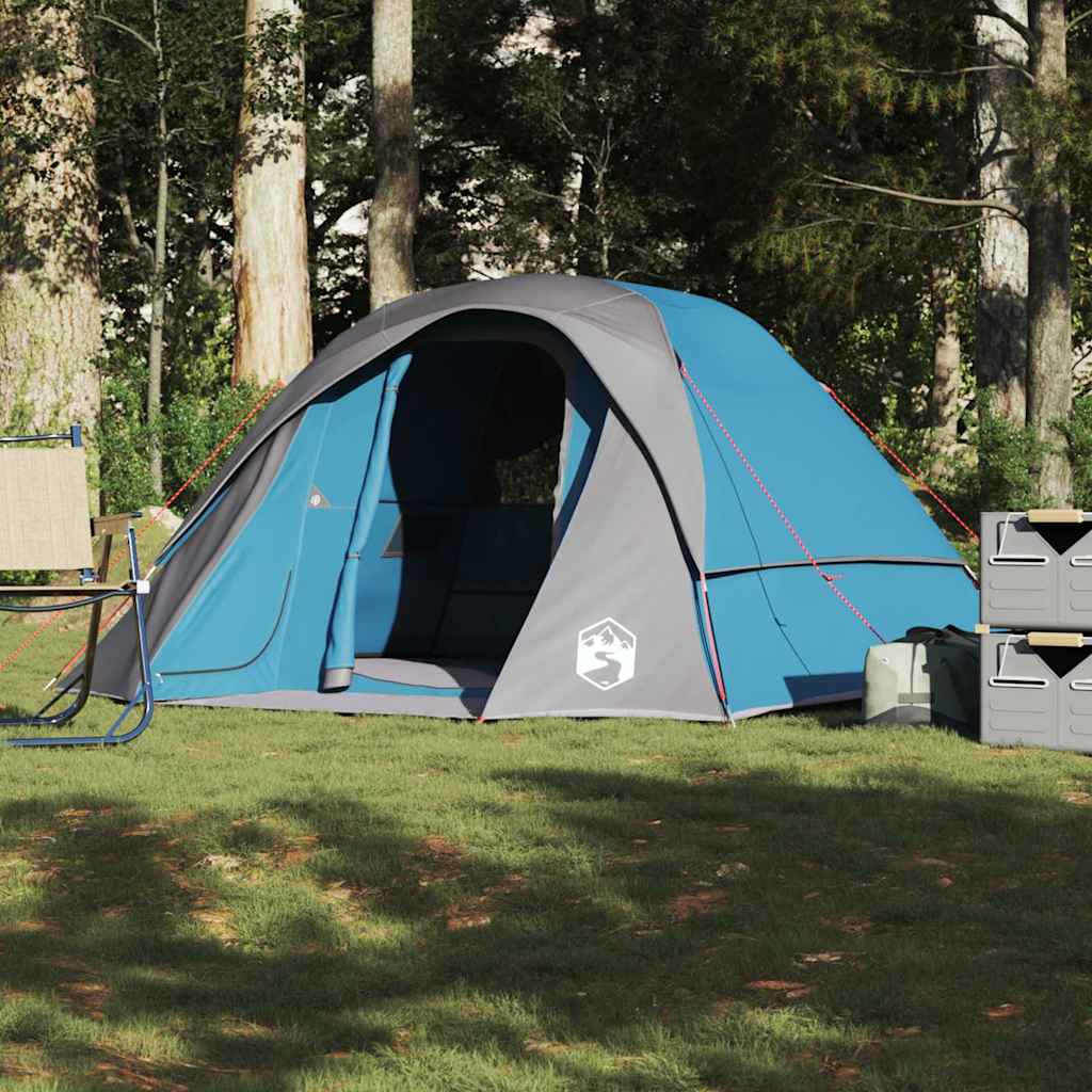 Tenda familiar estilo cabana para 6 pessoas impermeável azul
