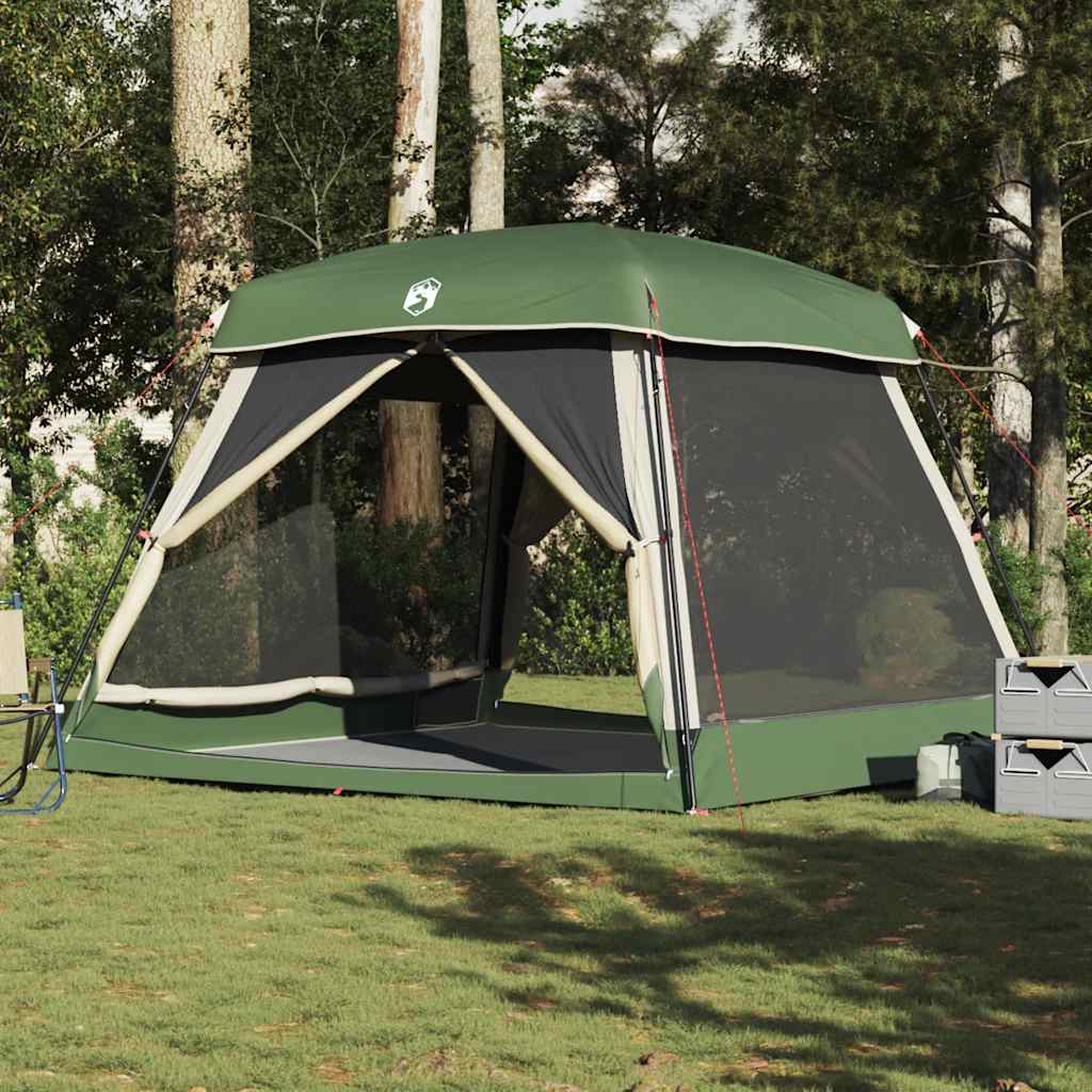 Tenda familiar estilo cabana para 6 pessoas impermeável verde