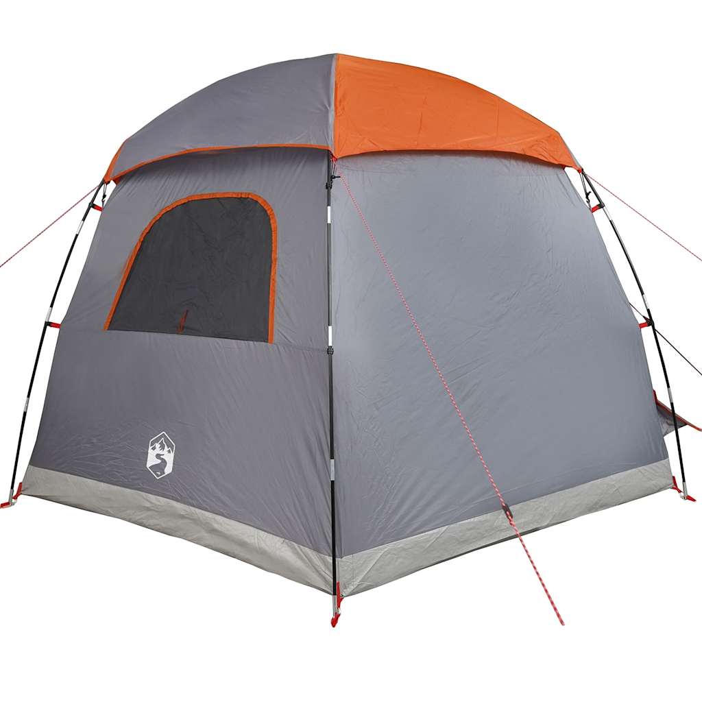 Tenda familiar estilo Igloo 6 pessoas imperm. cinza/laranja