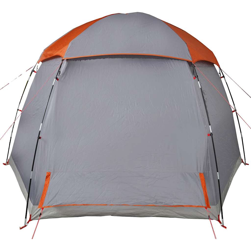 Tenda familiar estilo Igloo 6 pessoas imperm. cinza/laranja
