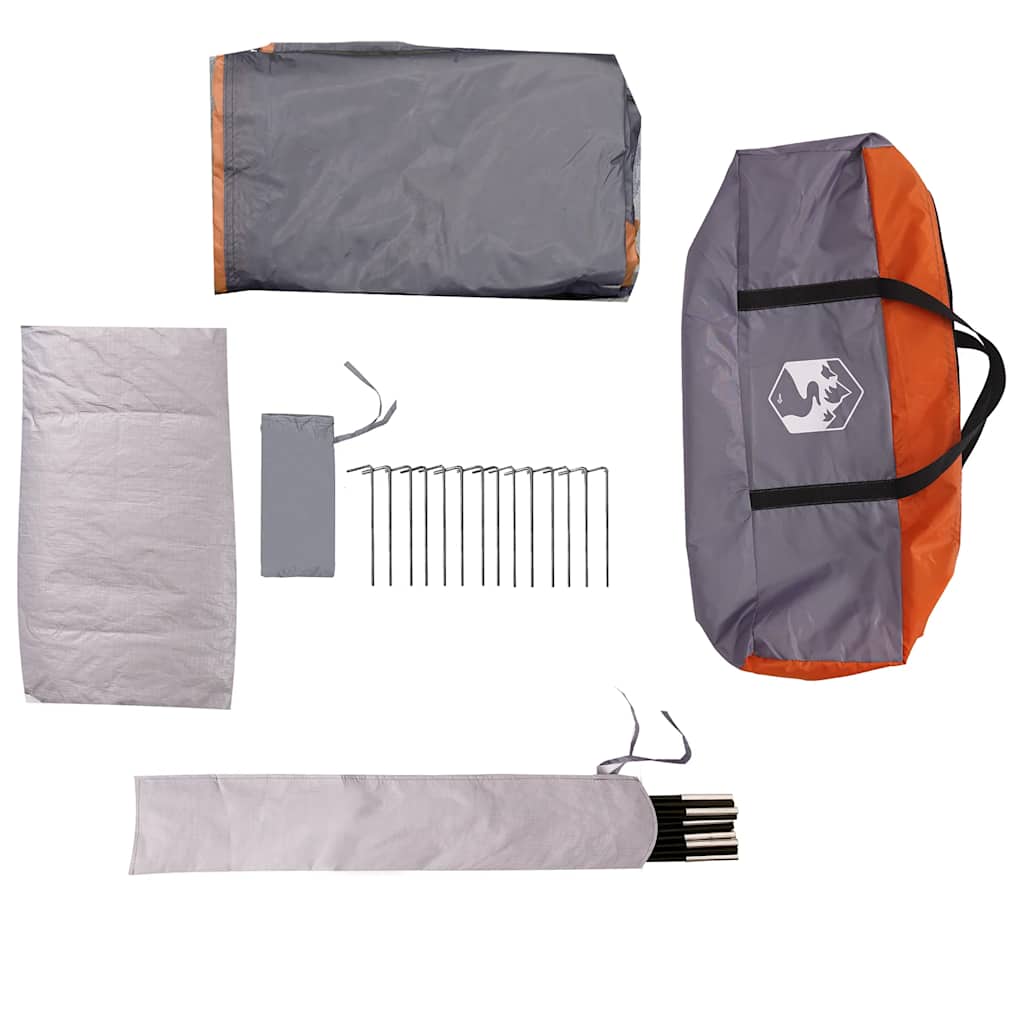 Tenda familiar estilo Igloo 6 pessoas imperm. cinza/laranja