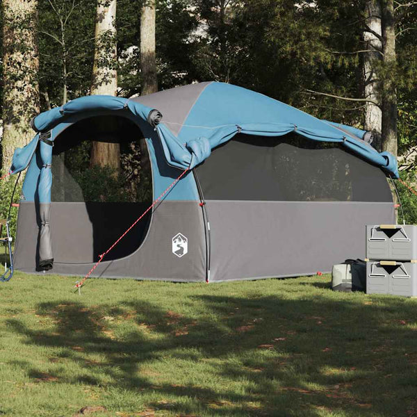 Tenda familiar túnel para 6 pessoas impermeável azul