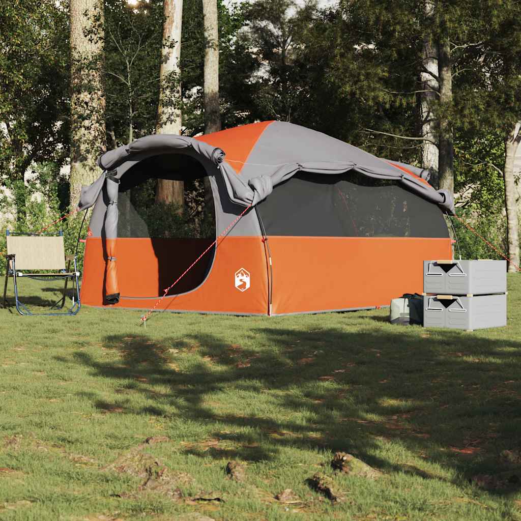 Tenda familiar túnel p/ 6 pessoas impermeável cinza/laranja