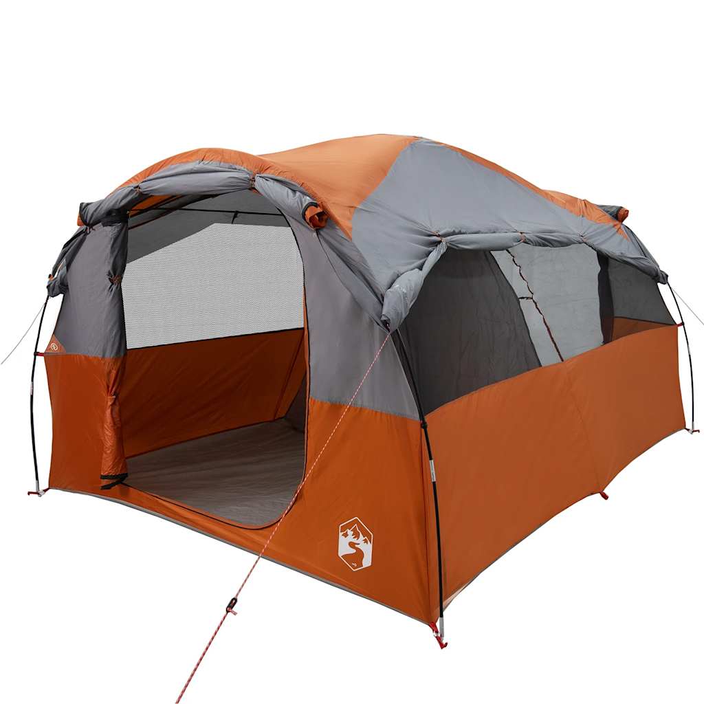 Tenda familiar túnel p/ 6 pessoas impermeável cinza/laranja