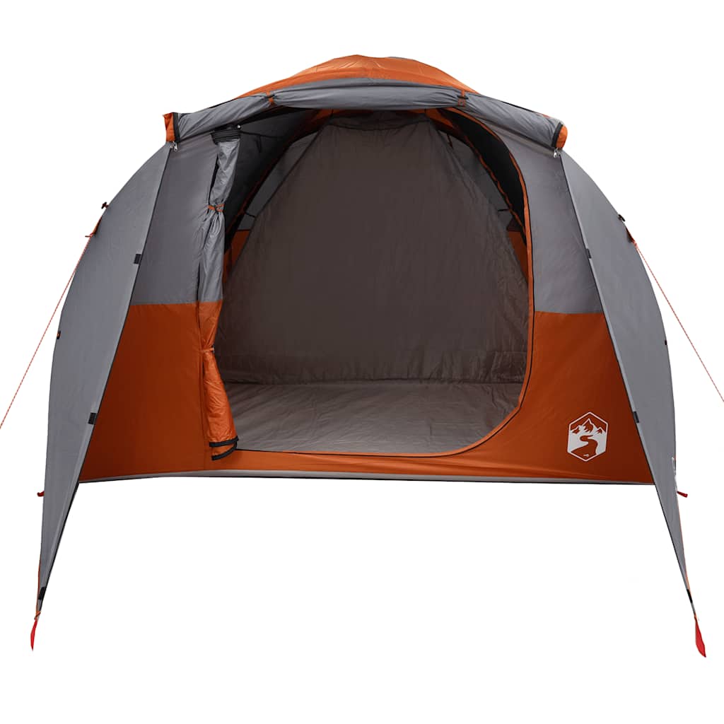 Tenda familiar túnel p/ 6 pessoas impermeável cinza/laranja