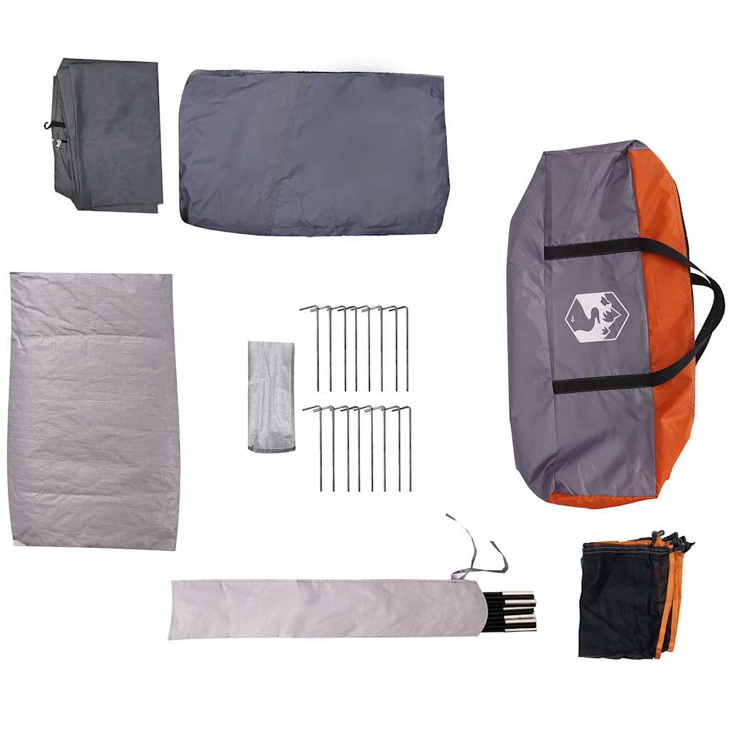 Tenda familiar túnel p/ 6 pessoas impermeável cinza/laranja