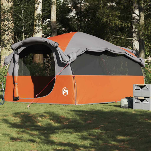 Tenda familiar túnel p/ 6 pessoas impermeável cinza/laranja