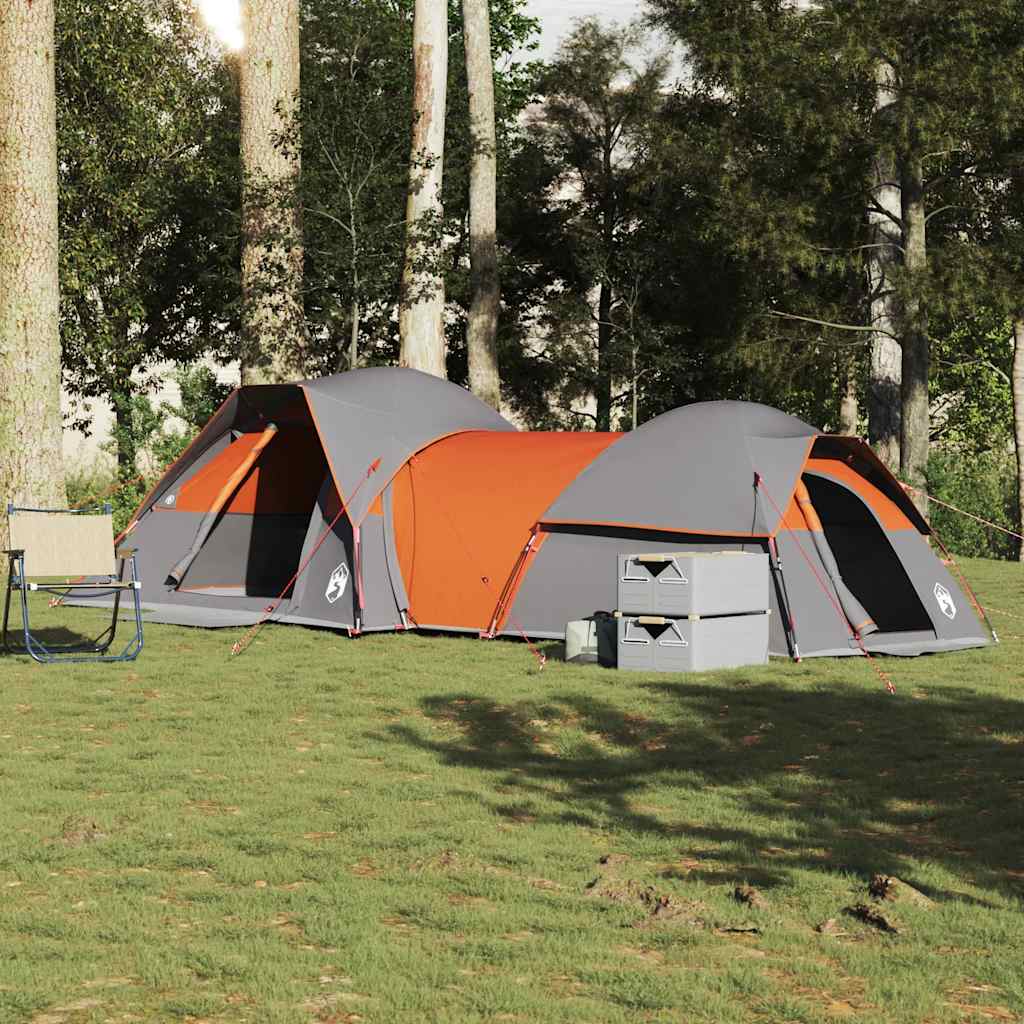 Tenda de campismo p/ 5 pessoas impermeável cinzento e laranja