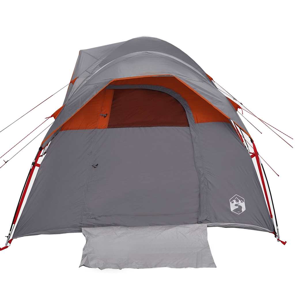 Tenda de campismo p/ 5 pessoas impermeável cinzento e laranja