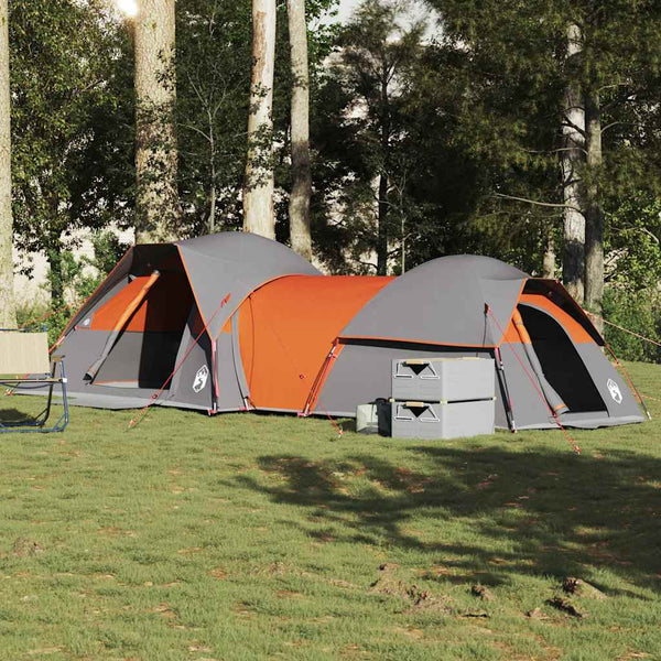Tenda de campismo p/ 5 pessoas impermeável cinzento e laranja