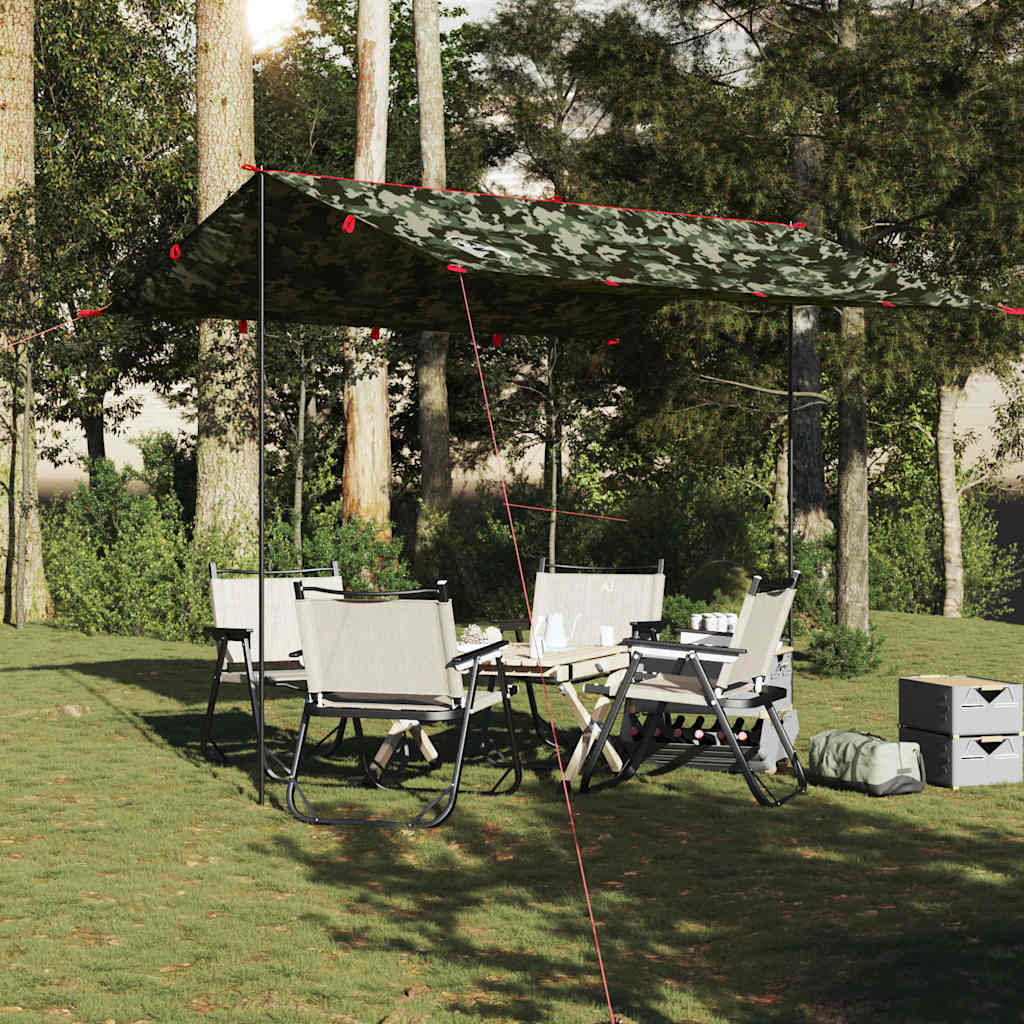Lona de campismo 306x306 cm impermeável camuflagem