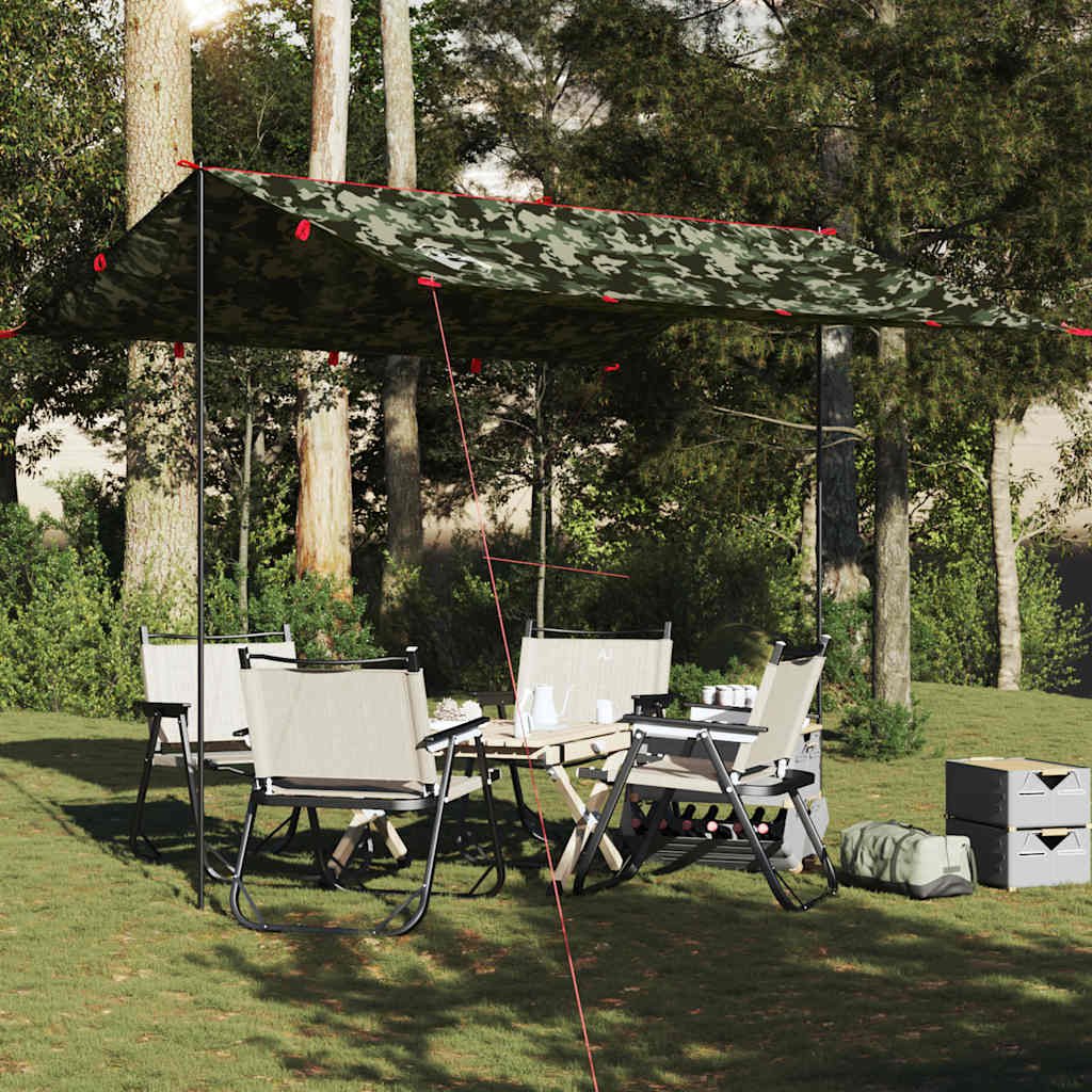 Lona de campismo 306x306 cm impermeável camuflagem