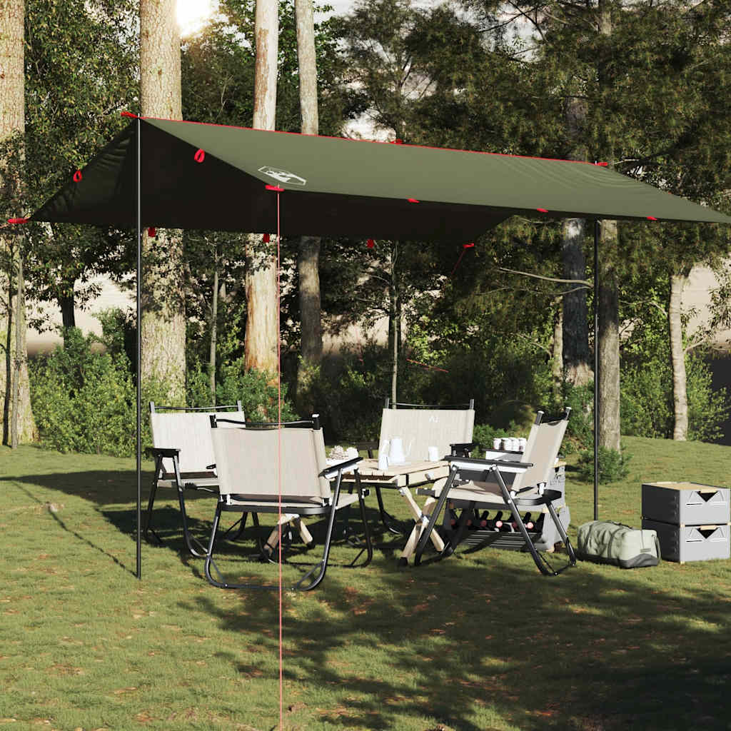 Lona de campismo 406x306 cm impermeável verde azeitona