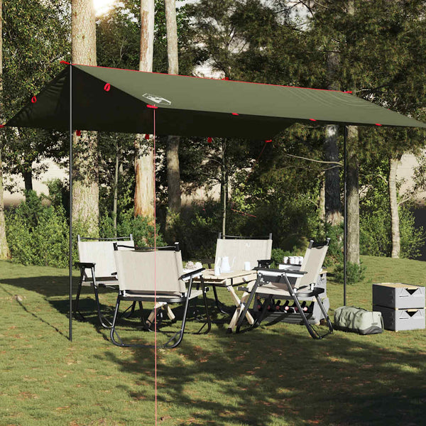 Lona de campismo 406x306 cm impermeável verde azeitona