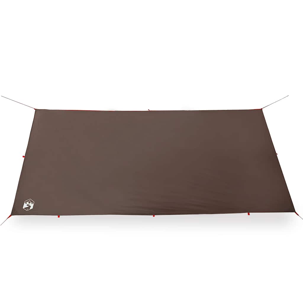 Lona de campismo 406x306 cm impermeável castanho