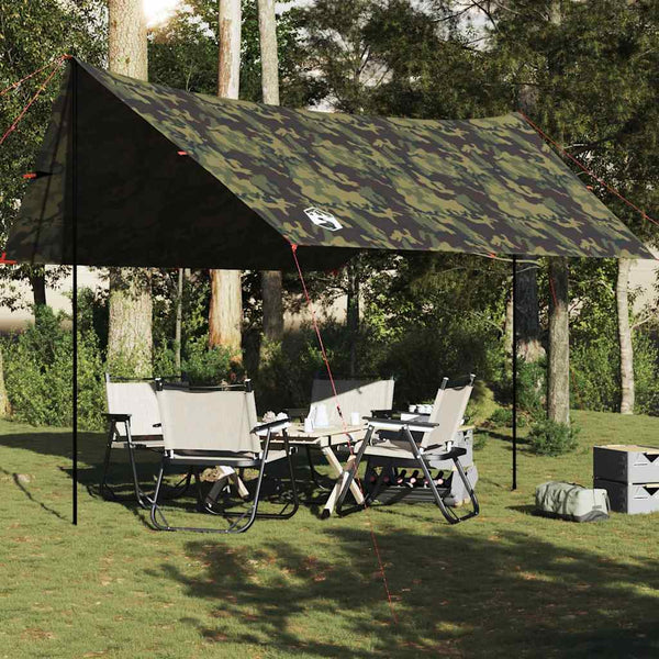 Lona de campismo 438x376x212 cm impermeável camuflagem